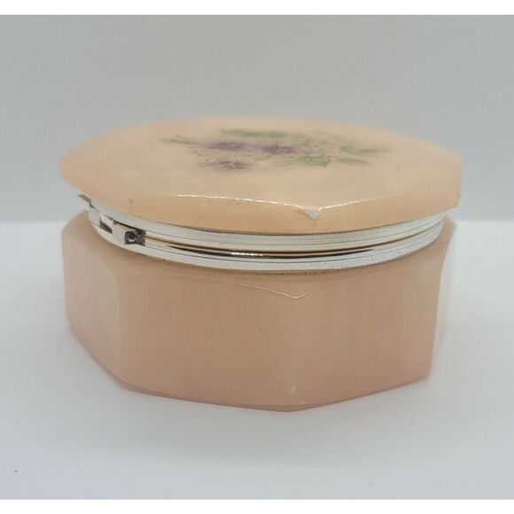 Vintage Genuine Alabaster Hand Carved Made in Italy Hinged Trinket/Jewelry Box - Picture 4 of 12